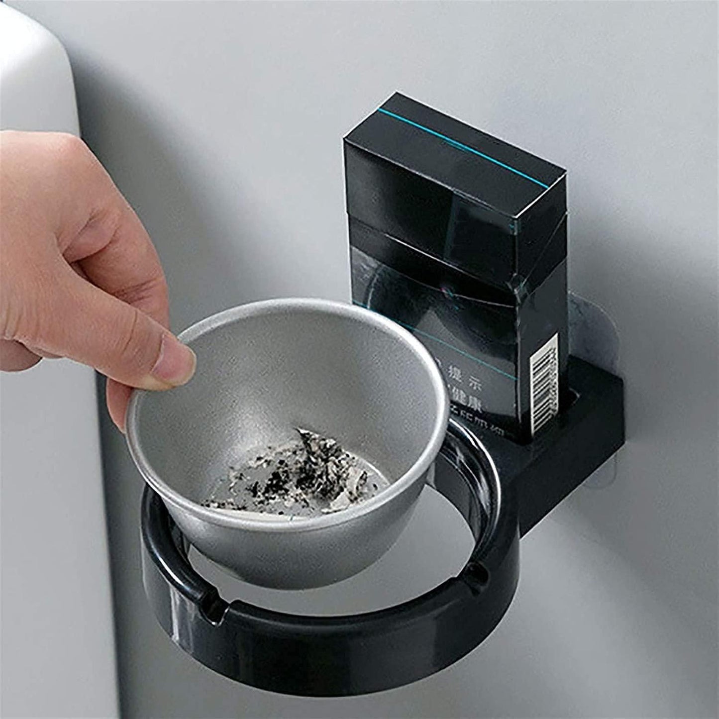 Wall-Mounted Ashtray & Cigarette Lighter Storage Rack