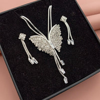 Butterfly Pendant Necklace with Earrings