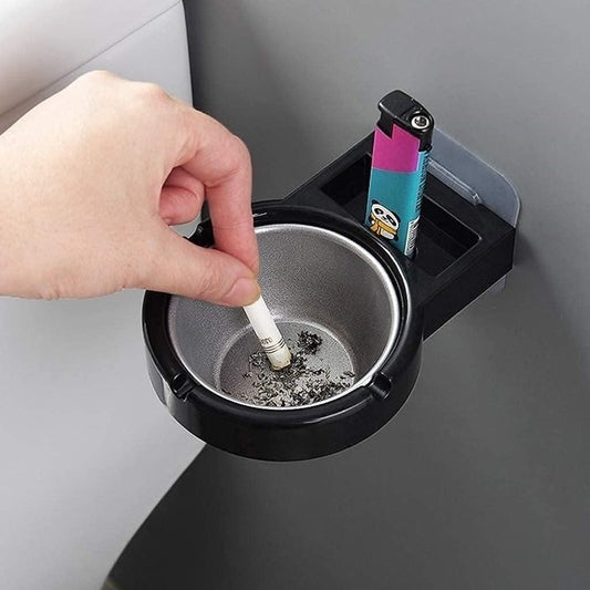 Wall-Mounted Ashtray & Cigarette Lighter Storage Rack