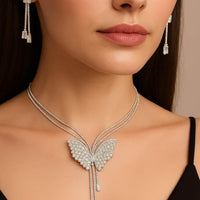 Butterfly Pendant Necklace with Earrings
