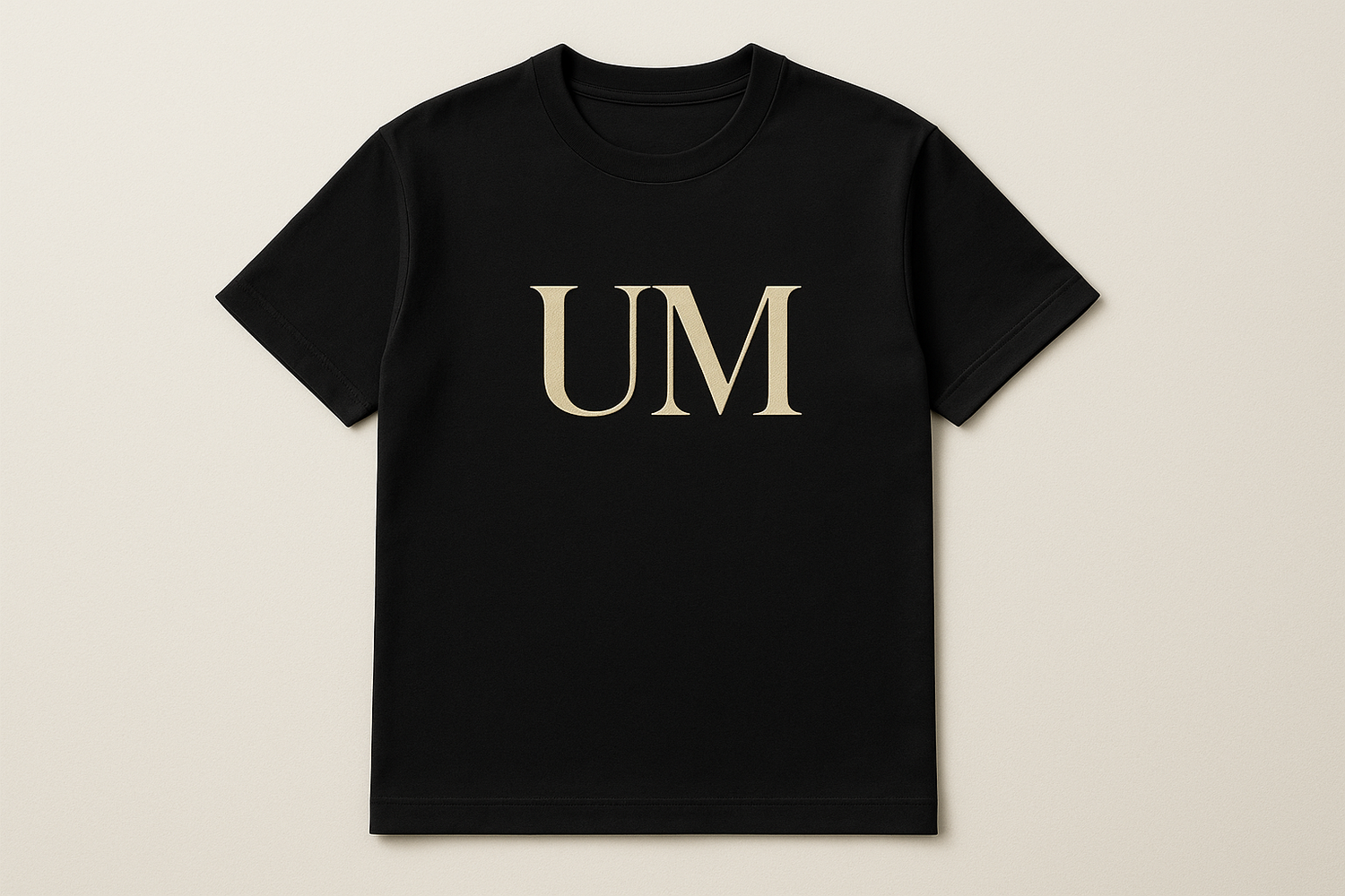 Make A classy t shirt in which UM is writtrn